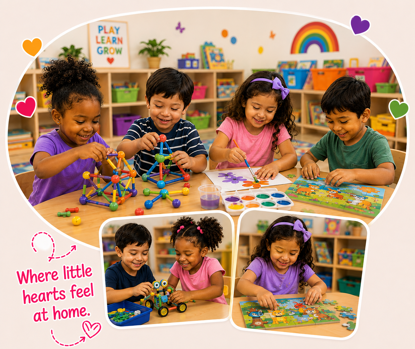 Children learning through play with colorful toys at Sela Daycare