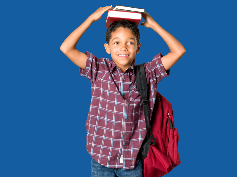 School-age child with backpack